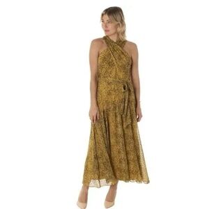 Taylor Criss Cross Halter Chiffon Dress